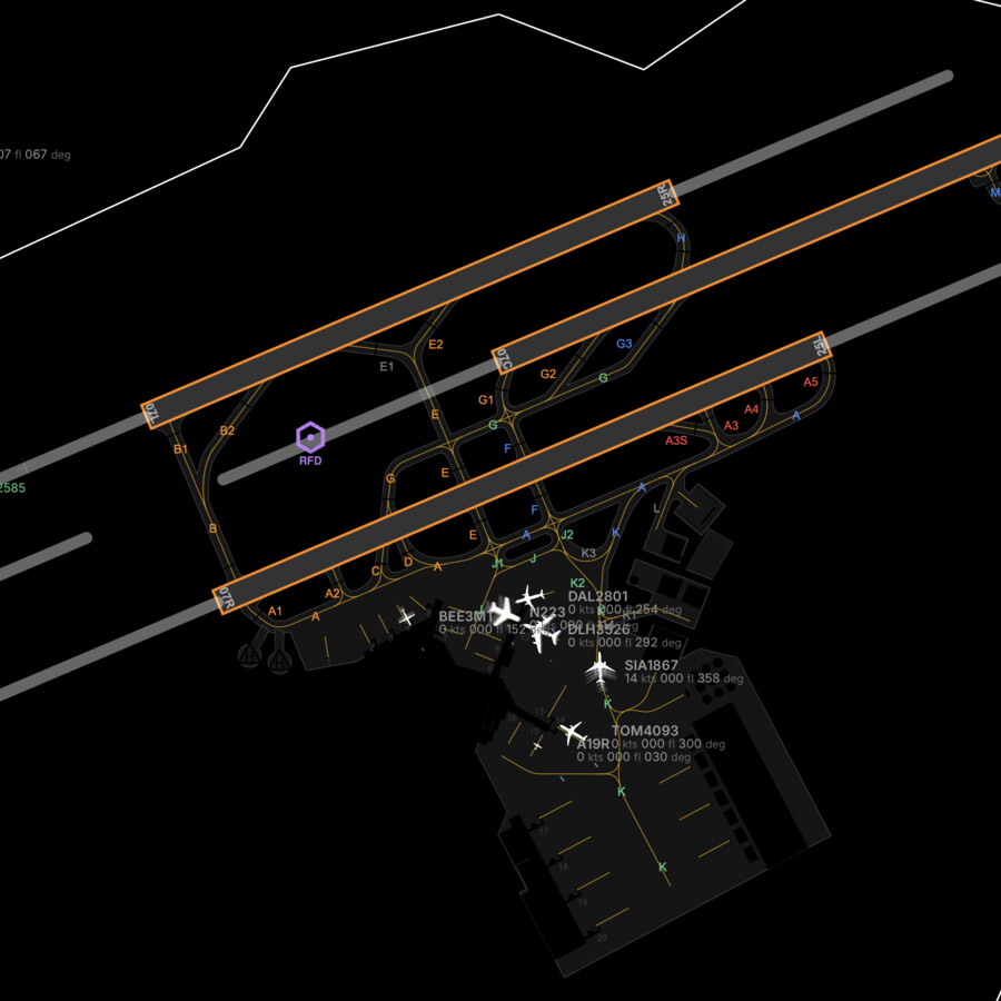 Airport surface movement radar map